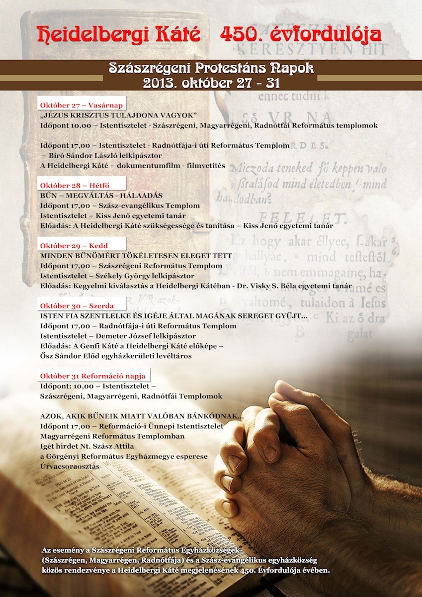 Szászrégeni Protestáns Napok október 27-31. között