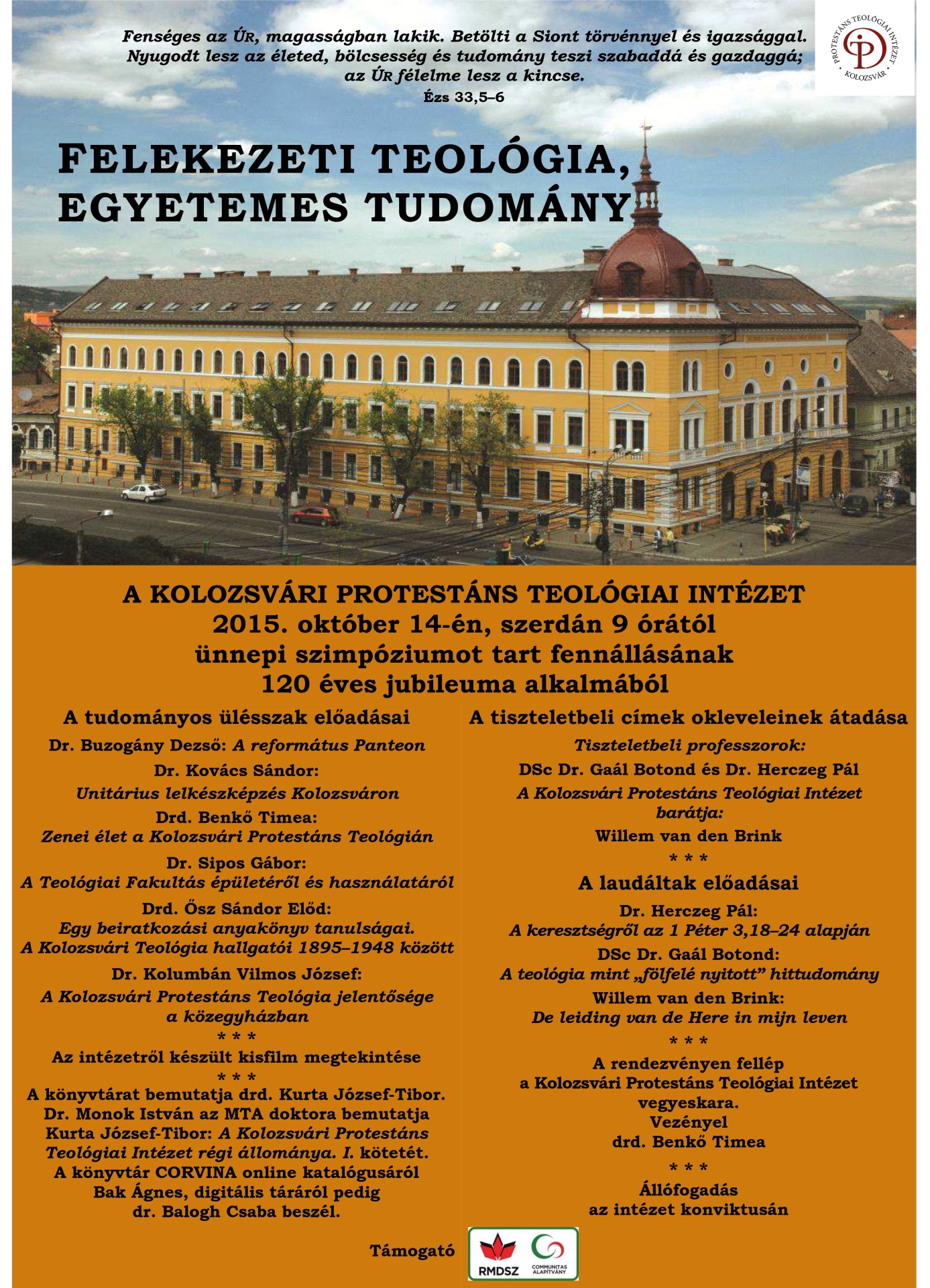 120 éves a Kolozsvári Protestáns Teológiai Intézet